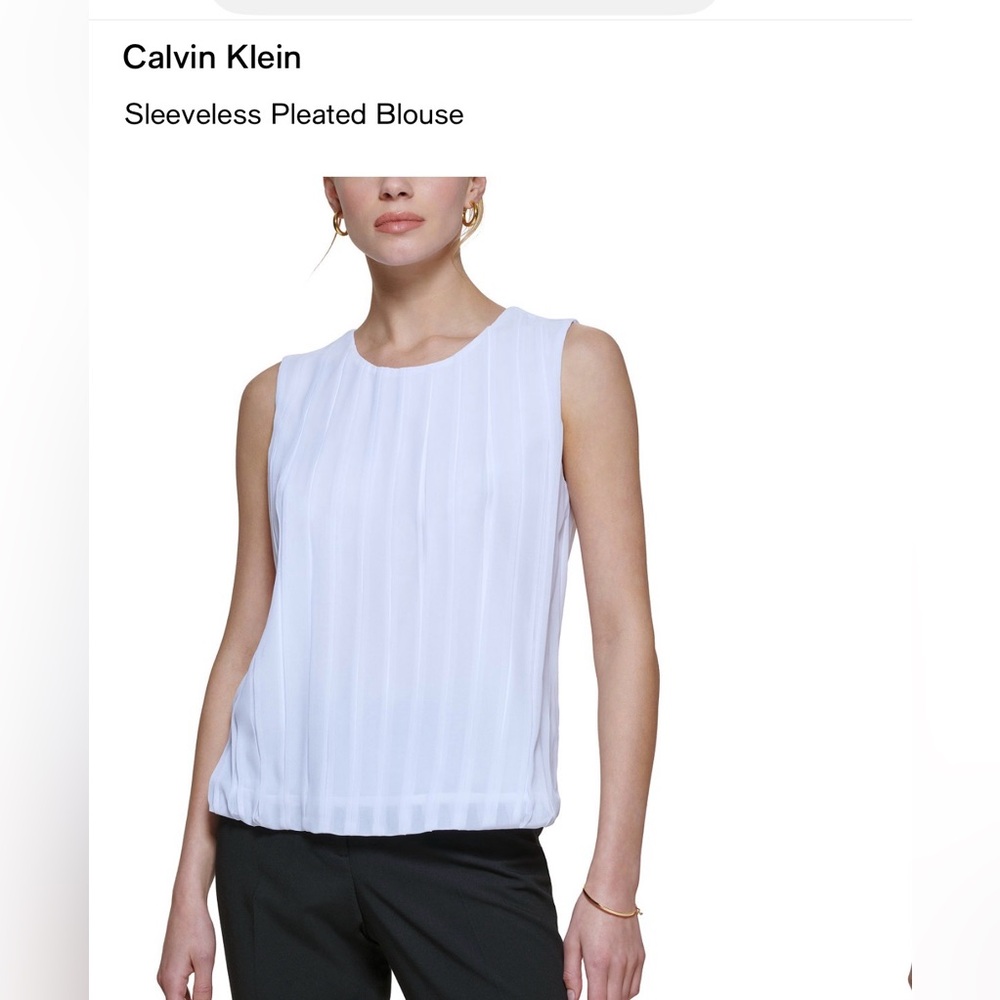 Calvin Klein Sleeveless Pleated Blouse